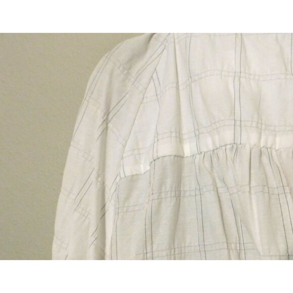 Anthropologie Top L White Tunic Length Blouse 3/4 Sleeve Cuff Cotton Blend - Picture 6 of 9